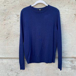 Uniqlo Wool Crew Neck Sweater - Blue - Size Medium